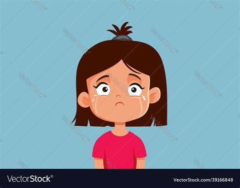 Sad Little Girl Cartoon Character Royalty Free Vector Image