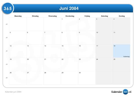 Kalender Juni 2084