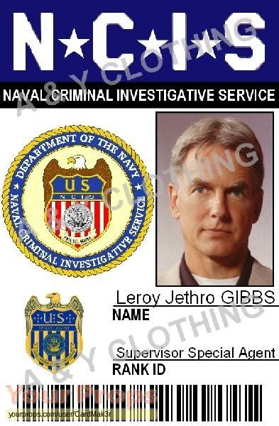 navy ncis naval criminal investigative service leroy jethro gibbs ncis id card replica tv