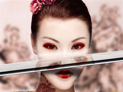 wallpaper 1600x1200 px asian asians brunettes girls hot japanese katana models swords
