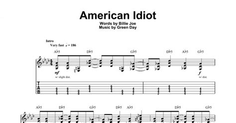 American Idiot Guitar Tab Single Guitar Print Sheet Music Now