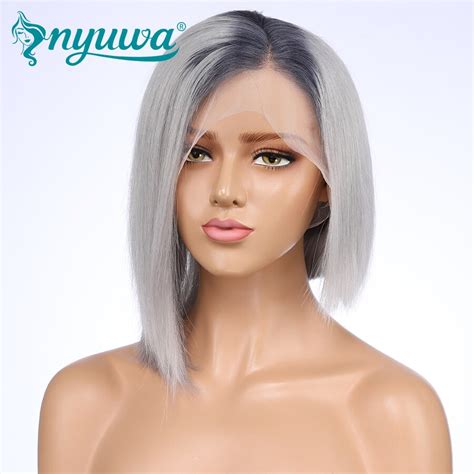 Nyuwa Lace Front Wigs Pre Plucked Bleached Knots Two Tone Gray Color