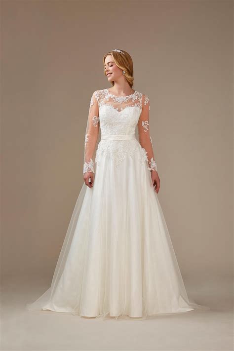 Preise vergleichen und bequem online kaufen! A-Linien-Brautkleid mit langen Ärmeln, Spitze und ...