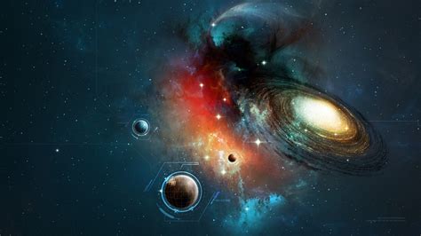 Papel De Parede Ilustração Arte Digital Galáxia Planeta Texto