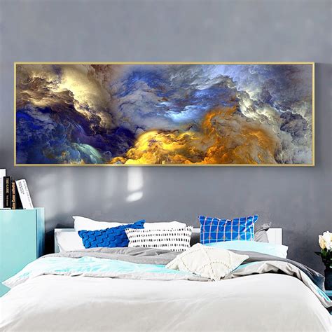 Wangart Abstract Colors Unreal Canvas Poster Blue Landscape Wall Art
