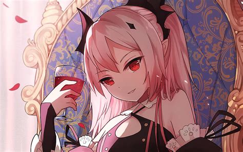 Anime Seraph Of The End Krul Tepes Red Eyes Pink Hair Vampire Glass