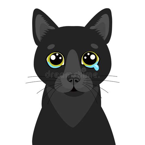 Cat Vector Icon Noire Triste Illustration Danimal Triste Mignon Cat
