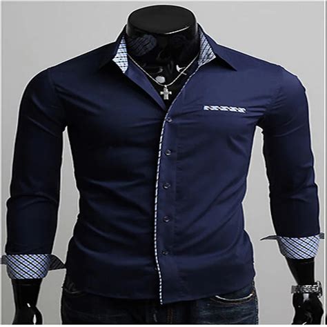 Big Salefree Shipping 2015 Mens Slim Fit Unique Neckline Stylish Dress Long Sleeve Shirts Mens