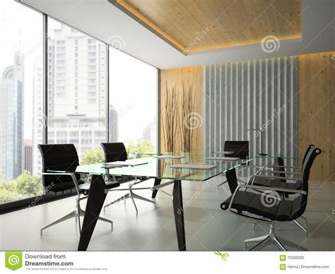 Interior Of The Modern Office With Glass Table 3d Rendering 5 Stock