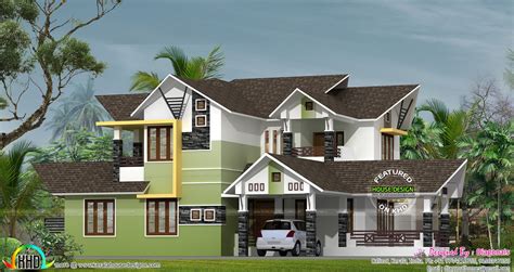 250 Square Meter Modern Sloping Roof Kerala Home Design And Floor