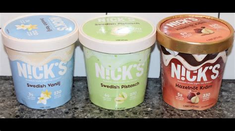 Nicks Light Ice Cream Swedish Vanilla Swedish Pistachio Hazelnut