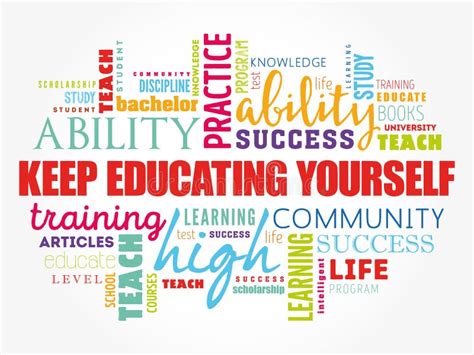 Keep Educating Yourself Word Cloud Collage Stock Illustration