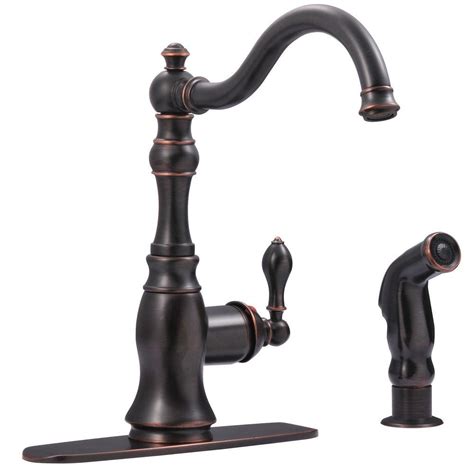 For faucets with a pullout sprayer, attach the counterweight to the flexible sprayer hose. Ultra Faucets Bronze Single-Handle Standard Kitchen Faucet ...