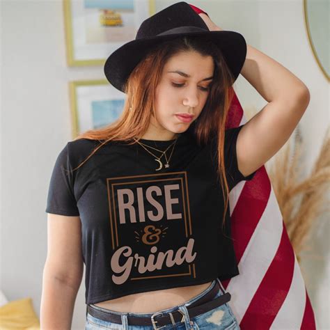 Rise And Grind Crop Top For Women Fitness Crop Top Retro Etsy
