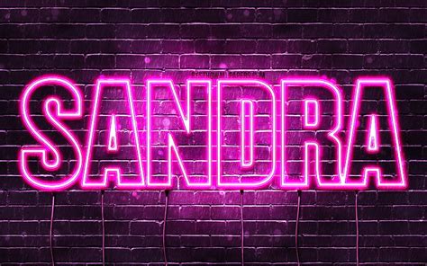 4k free download sandra with names female names sandra name purple neon lights happy