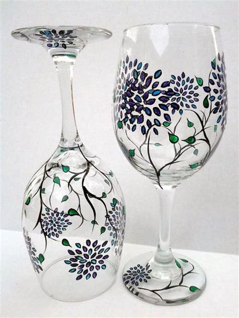 Diy Wine Glasses Decorated Wine Glasses Hand Painted Wine Glasses Bottle Painting Bottle Art