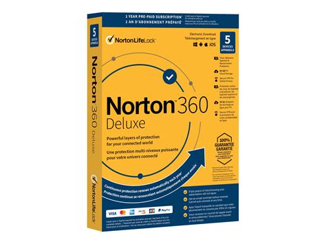 Norton 360 Deluxe Box Pack Auto Renewal 1 Year 5 Devices 50 Gb