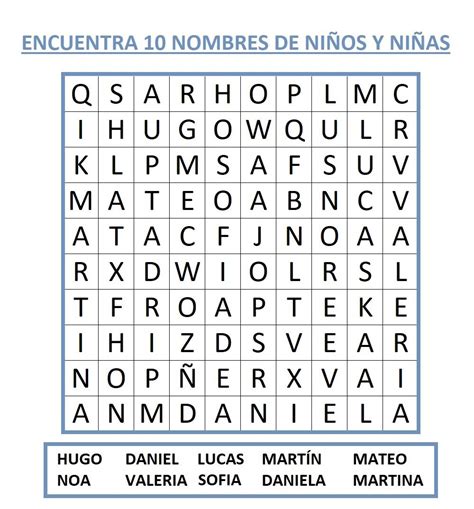 Sopa De Letras De NiÑos Y NiÑas 2018 Cuentos Y Recetas