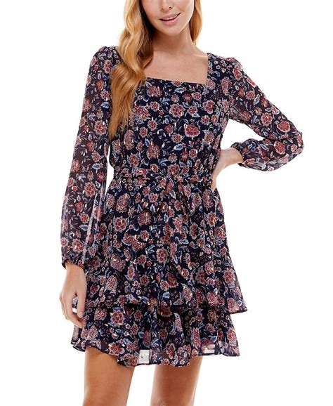 City Studios Juniors Floral Print Fit And Flare Dress And Reviews