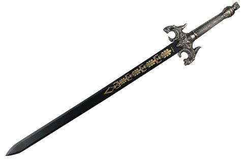 Fight Channel 28 Black Blade Sword With Stylized Engraving And