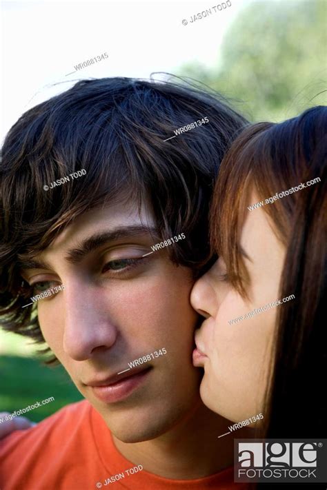 Close Up Of A Teenage Girl Kissing A Teenage Babe Stock Photo Picture And Royalty Free Image
