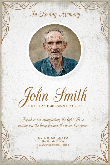 Obituary Poster Template Postermywall Poster Template School