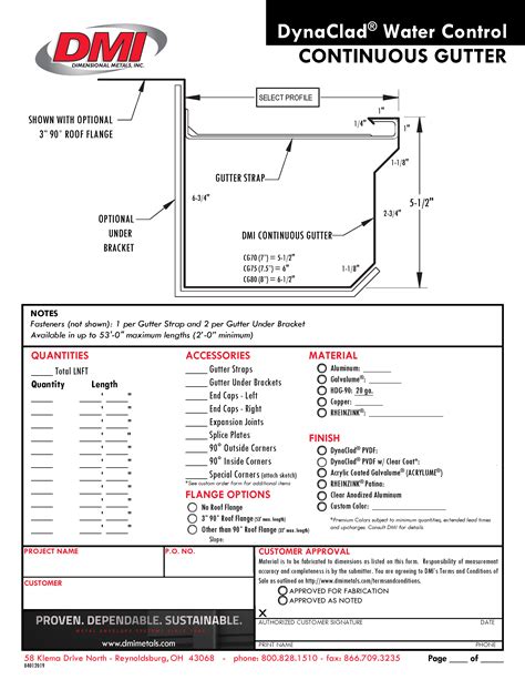 Continuous Gutter Order Form