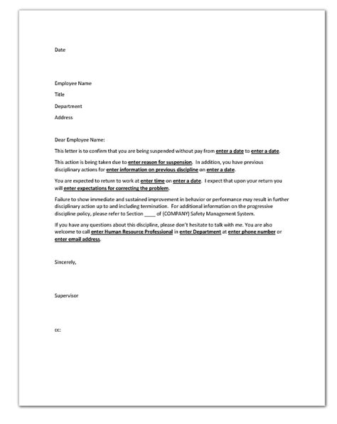 Employee Suspension Notification Letter Safety2go