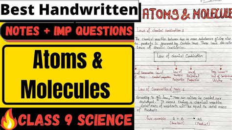 Atoms And Molecules Notes Class Science Chapter Notes Atoms And Molecules Class Notes