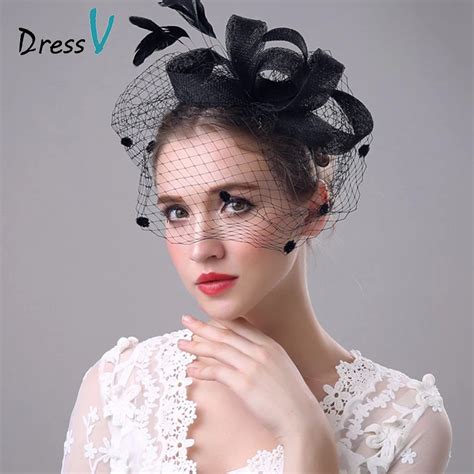 Dressv Wedding Bridal Headwear Black Flower Tulle Wedding Bridle Hats