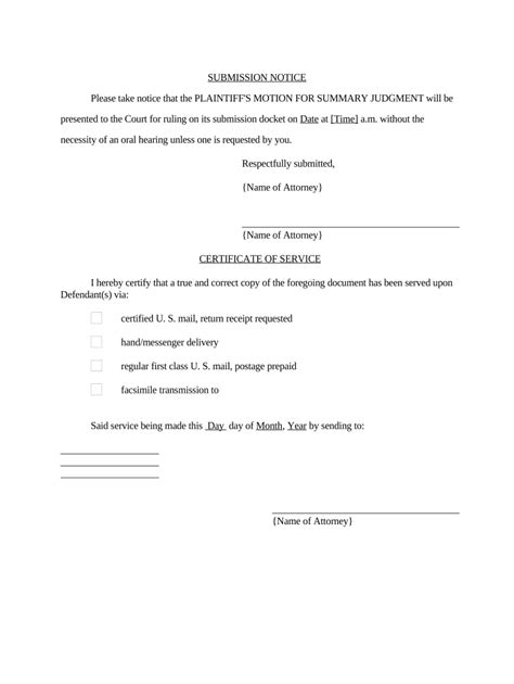 Motion Summary Judgment Template Form Fill Out And Sign Printable Pdf