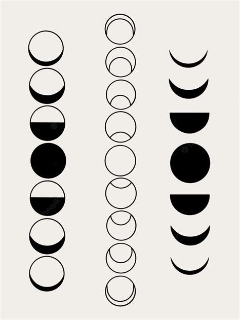 Premium Vector Moon Cycle Phases Simple Moon Cycles Vector Art