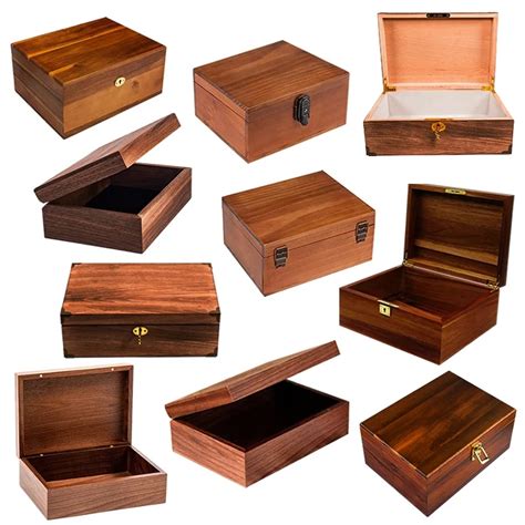Custom Dark Brown Solid Wood Storage Boxes And Hinged Wooden Box