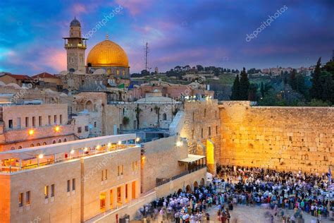 Jerusalén Imagen Del Paisaje Urbano De Jerusalén Israel Con Cúpula De La Roca Y Muro