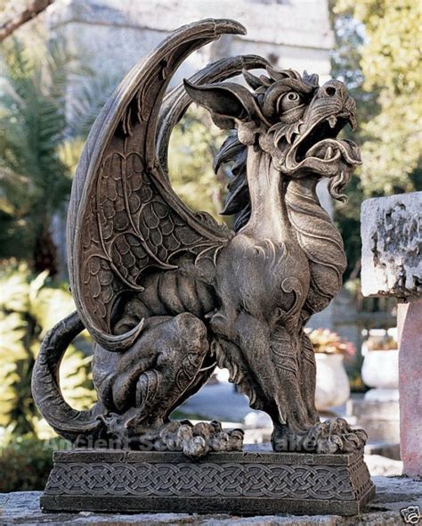 Gothic Wide Wings Gargoyle Guardian Statue Medieval Display And Prop