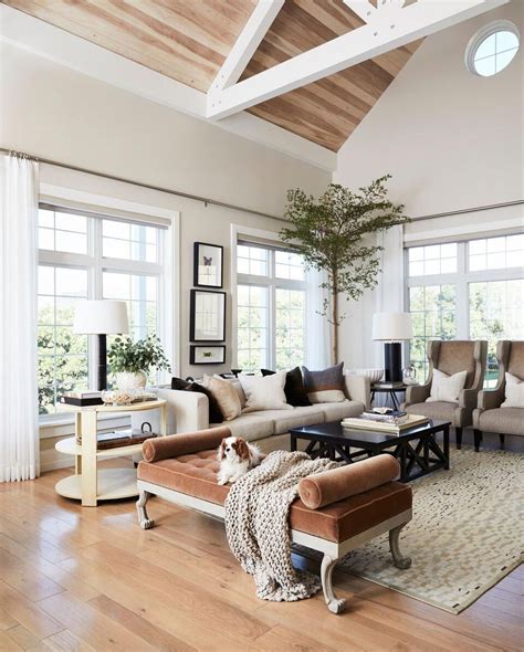 Gorgeous Living Room With White Oak Floors And Ceiling Creating A Warm