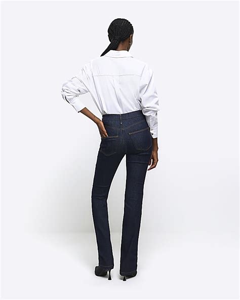 blue high waisted bootcut jeans river island