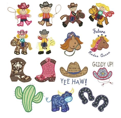 Ride Em Cowboy Applique Paper Embroidery Cowboy Applique Machine