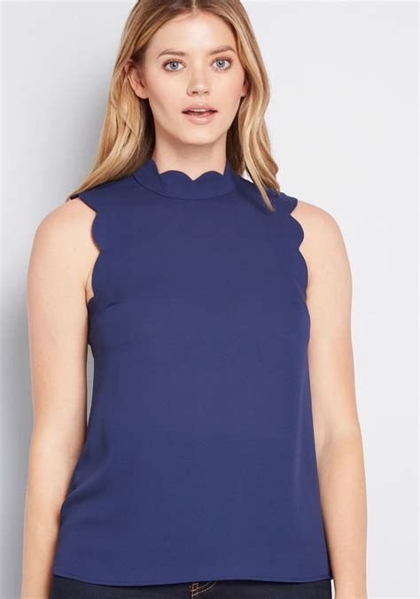 Outstanding Scallops Sleeveless Blouse Modcloth Form Fitting