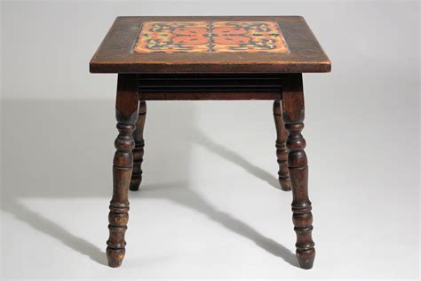 Antique California Mission Taylor Malibu Wood And Tile Top Side Table