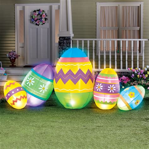 7 Foot Inflatable Connected Easter Eggs Outdoor Decor Collections Etc