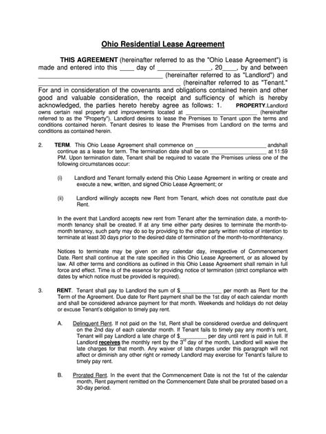 Ohio Residential Lease Agreement Word Doc Fill Out And Sign Online Dochub