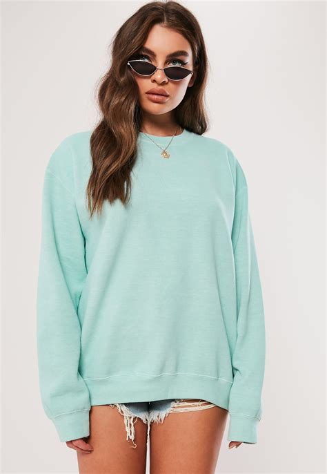 Teal Washed Sweatshirt | Missguided