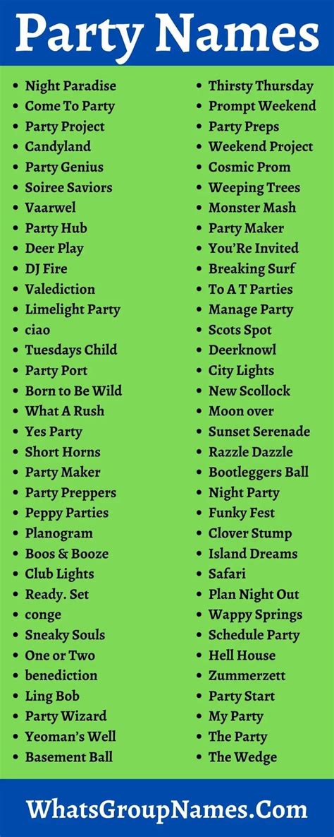 Party Names 2021 Catchy Clever And Summertime Party Names