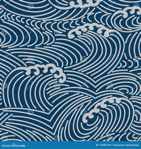Japanese Sea Wave Pattern Stock Vector Illustration Of Marine 118406799