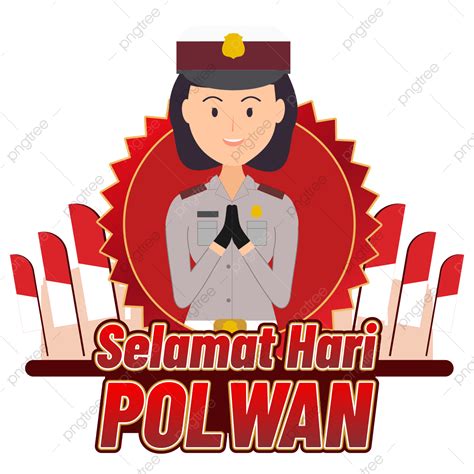 Selamat Hari Polwan Polícia Design De Personagens Bandeira Indonésia