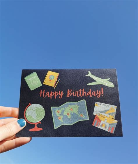 Travel Themed Happy Birthday Greetings Card Sustainable Etsy Uk