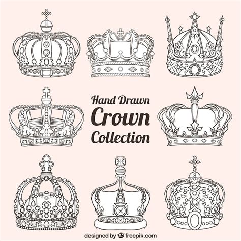 Premium Vector Assortment Of Luxury Crowns In Hand Drawn Style