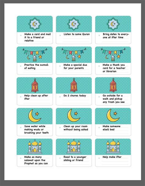 Ramadan 30 Good Deeds List Printable For Kids Etsy