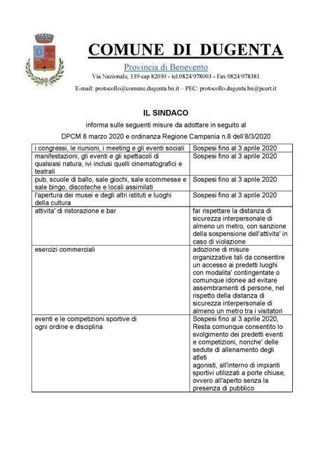 Campania, toscana, valle d'aosta e la provincia autonoma di bolzano passano da area rossa ad area arancione. Comune di Dugenta » Misure DPCM 8 marzo 2020 e ordinanza n ...